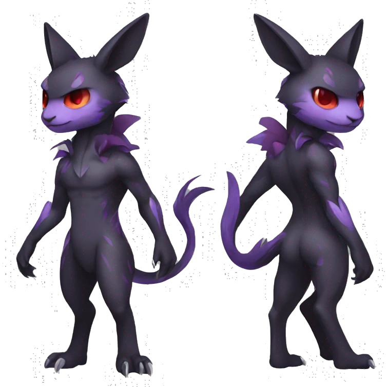 Cute cool dark black red purple animal hybrid Fakemon full body emoji