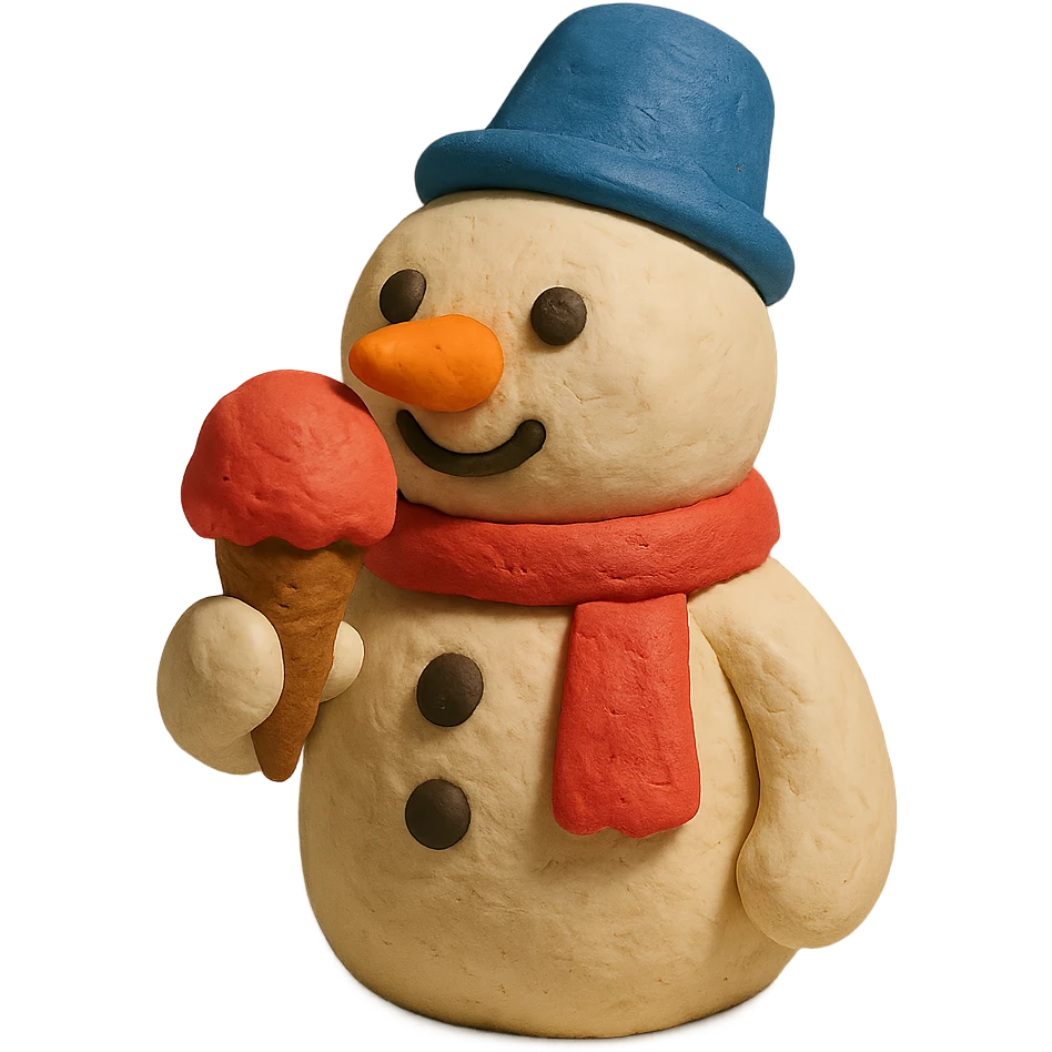 snowman eating ice cream emoji