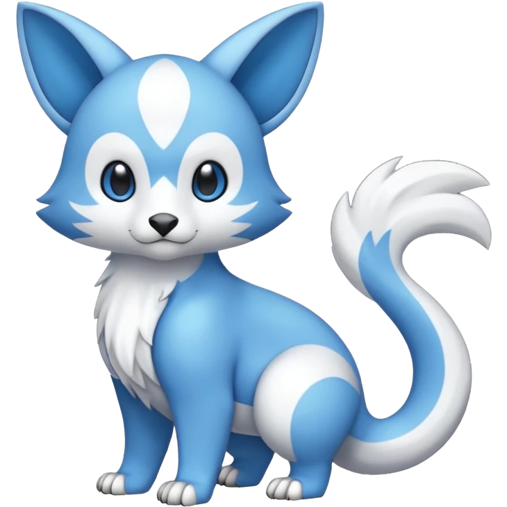 Cute cool white blue animal hybrid Fakemon full body emoji