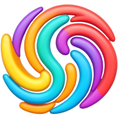 3D, psychedelic colored line with bezeled edges emoji