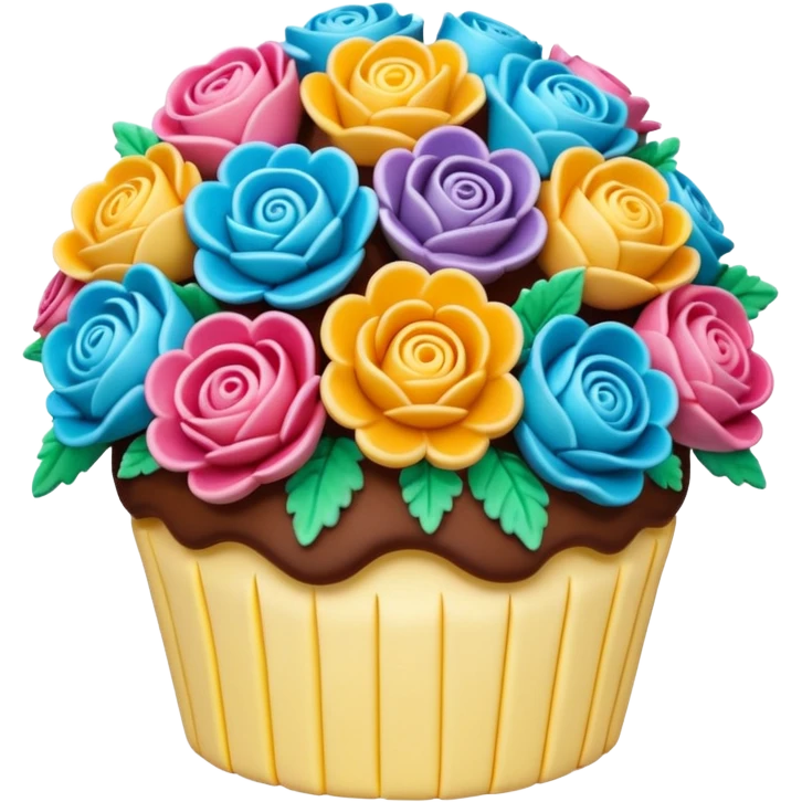 cake in the shape of a bouquet of flowers emoji