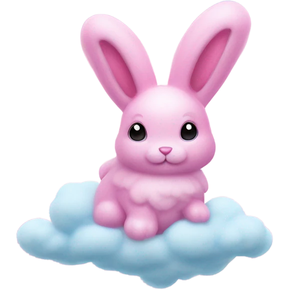 Pink ombre sparkly bunny floating on blue cotton candy clouds  emoji