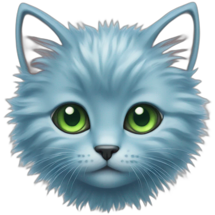 A fluffy blue kitten with mesmerizing green eyes emoji