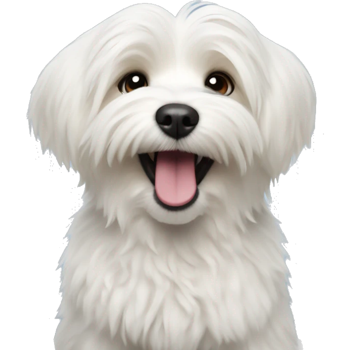 A white Havanese dog cheering you on with a you can do it sign  emoji