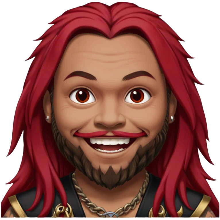 Max Cavalera (b.1969) with dark red long hair with black highlights emoji