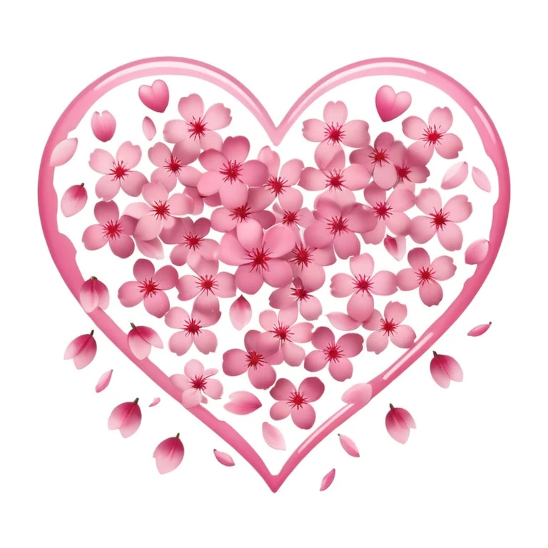 heart with falling sakura petals emoji