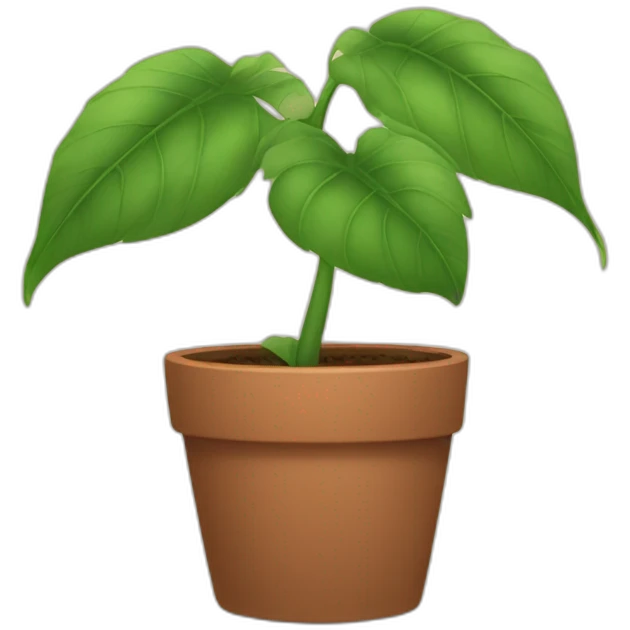 plant with big stems and big leaves in a brown flower pot emoji