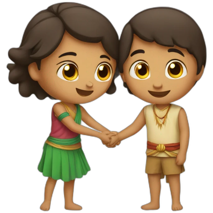 Indian boy and girl hug love emoji