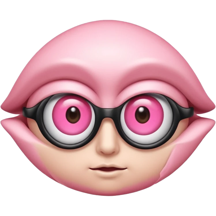 A 3D cartoon rose-pink eye spectacle, glossy curved frame, soft reflections, isolated on plain background. emoji