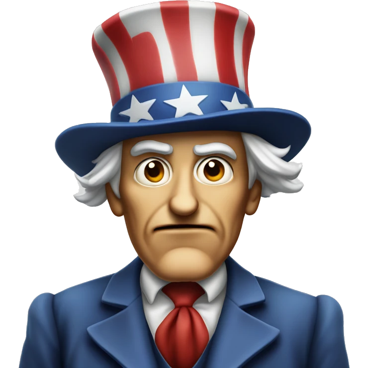 Uncle Sam with pitiful eyes up to his waist photorealistic serious emoji