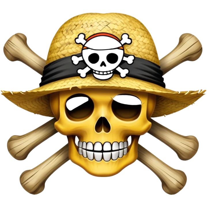 One Piece Straw Hat Pirates flag with skull wearing straw hat emoji