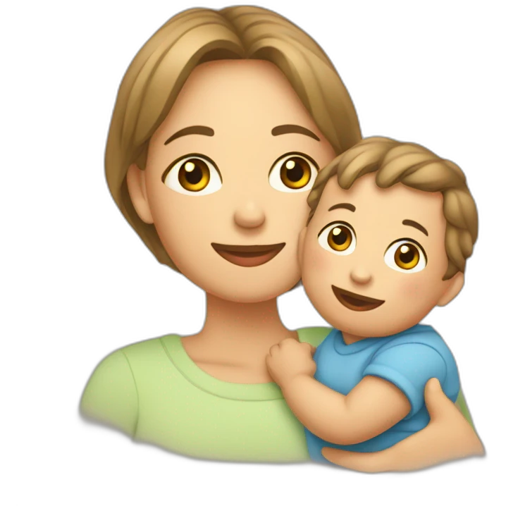 Un bébé avec sa maman emoji