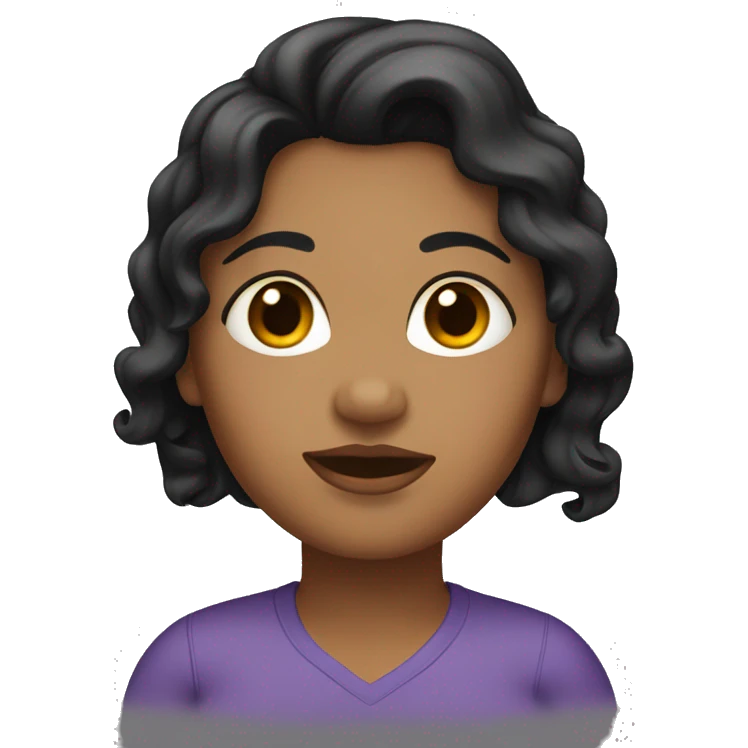 Brown-skinned, female, obese, with black wavy hair. emoji