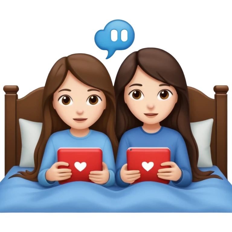 brunette girls long hair watching movies lying in bed together emoji