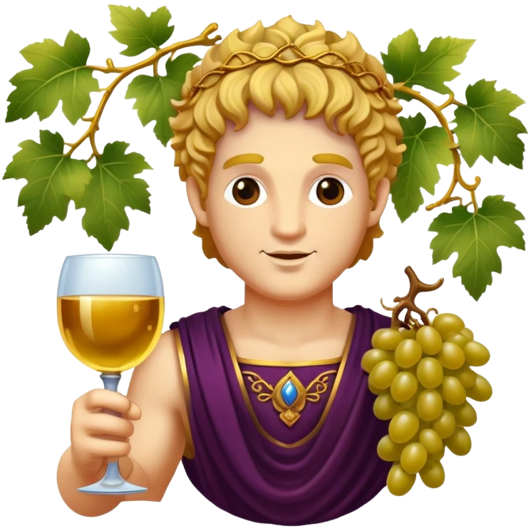 Bacchus Roman god of wine with grape vines and goblet emoji
