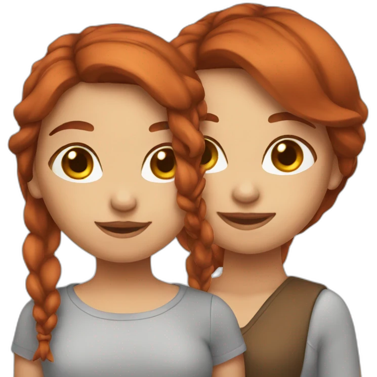 Two girls red and brown hair emoji