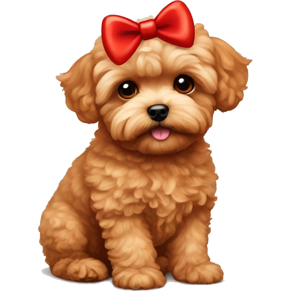 Red Maltipoo with red bow emoji