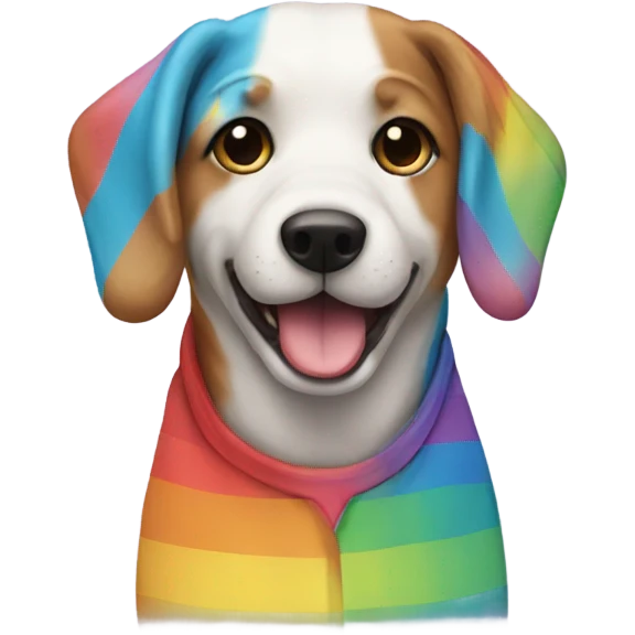 Dog wearing rainbow shirt  emoji