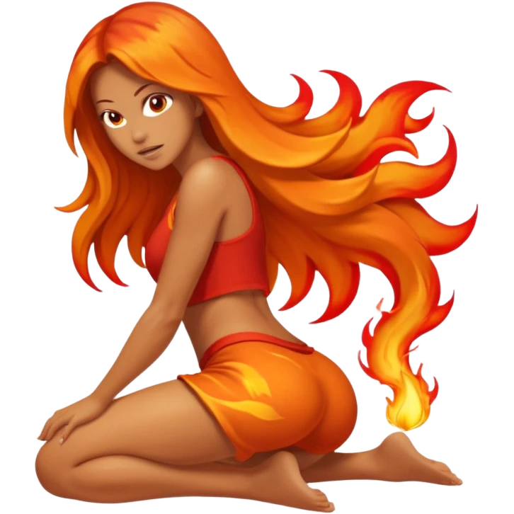 Big Booty girl leaning forward with ass farting fire emoji