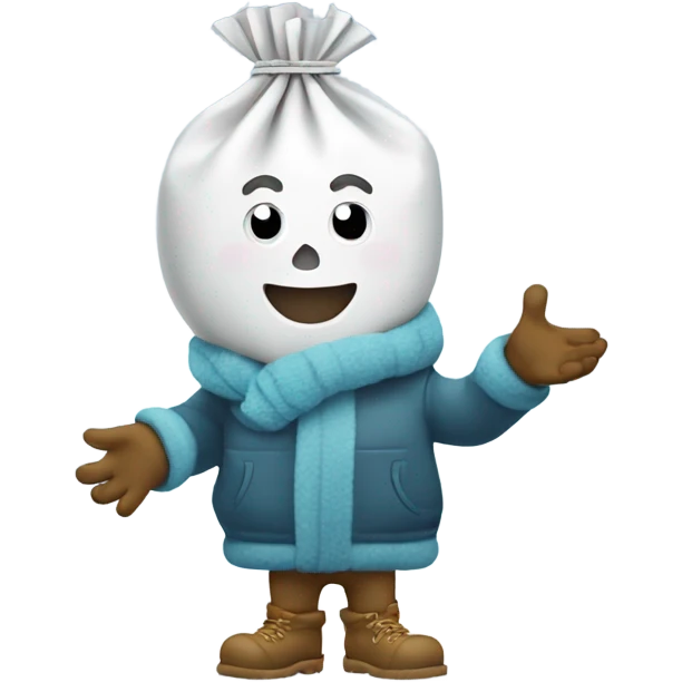 happy bag of snow holding a dollar in his hand emoji
