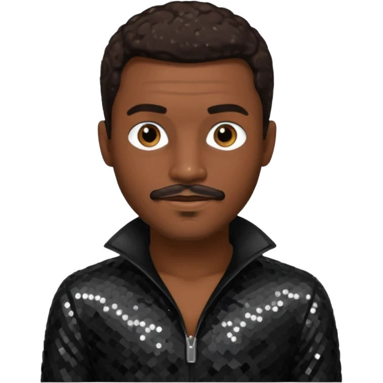 Durand Bernarr with dark brown hair and short mustache, black sequin outfit emoji