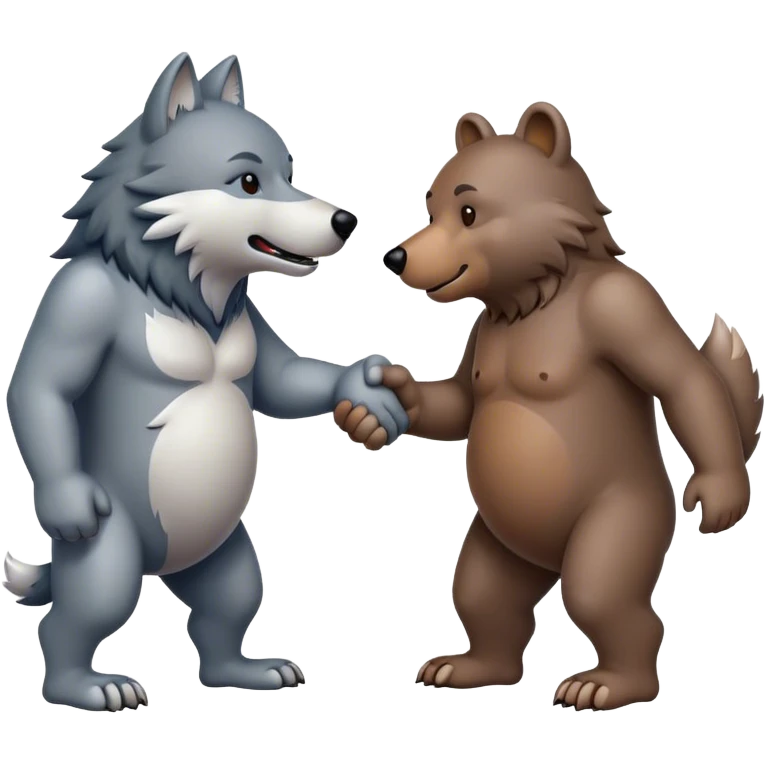 Wolf and Bear shake hands emoji