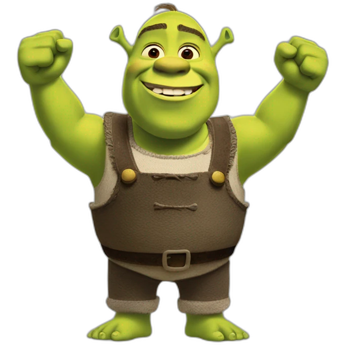 Shrek cheering with arms up emoji