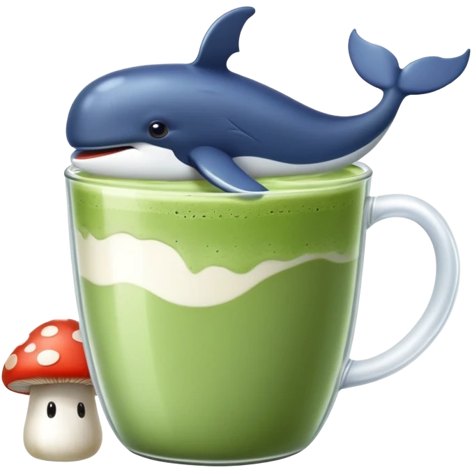 A whale, a matcha and a mushroom emoji