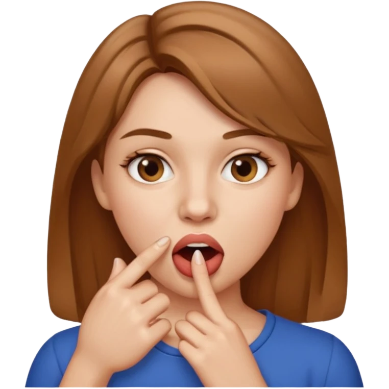 Una mujer mordiendose el dedo, sin la lengua para afuera y que el dedo este más omenos adentrod de la boca EL DEDO ADENTRO DE LA BOCA emoji