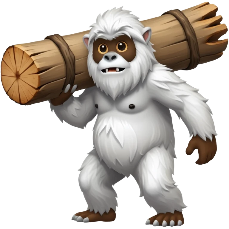 yeti, carrying a big wood emoji