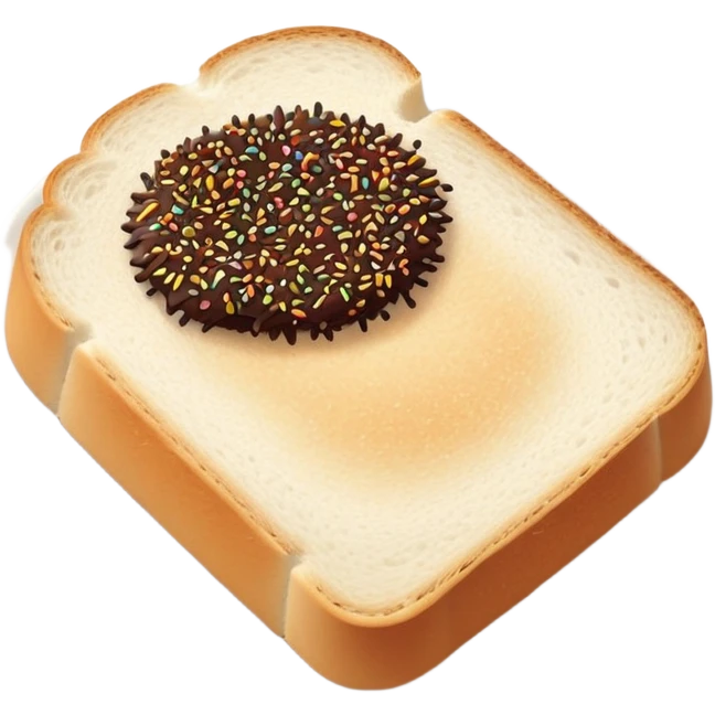 Slice of white bread on a white plate with chocolate sprinkles on top emoji