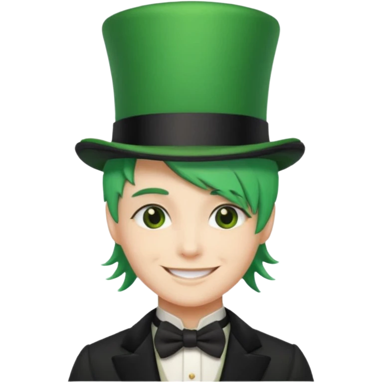 sorrindo com cartola e cabelo verde emoji