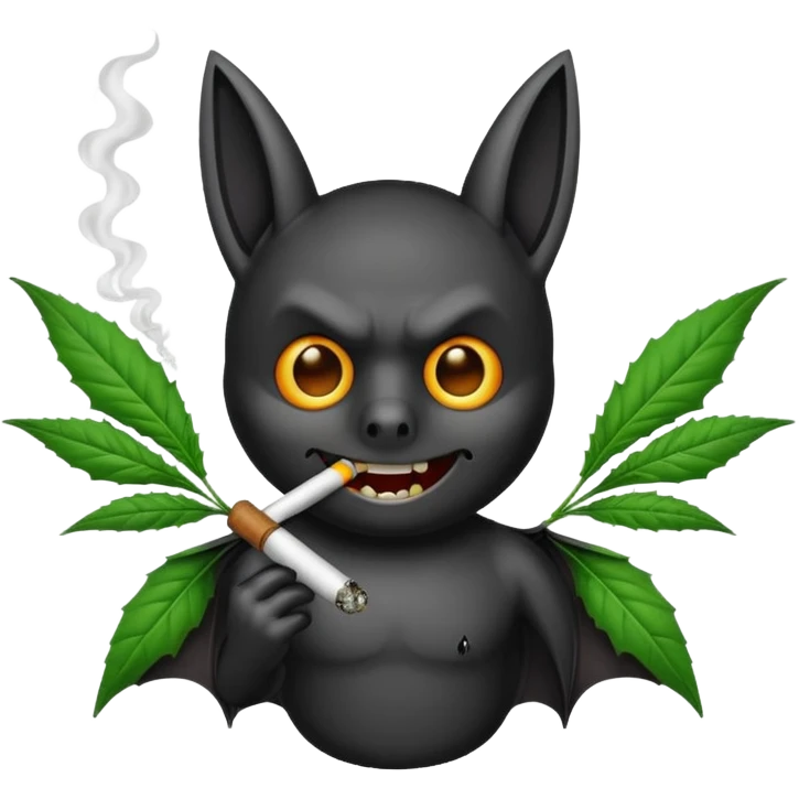 Bat smoking a marijuana joint emoji