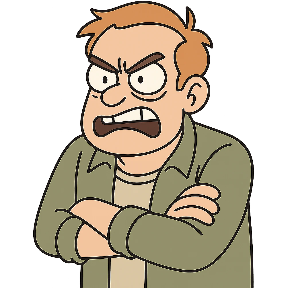 angry face, cartoon style, bold lines emoji