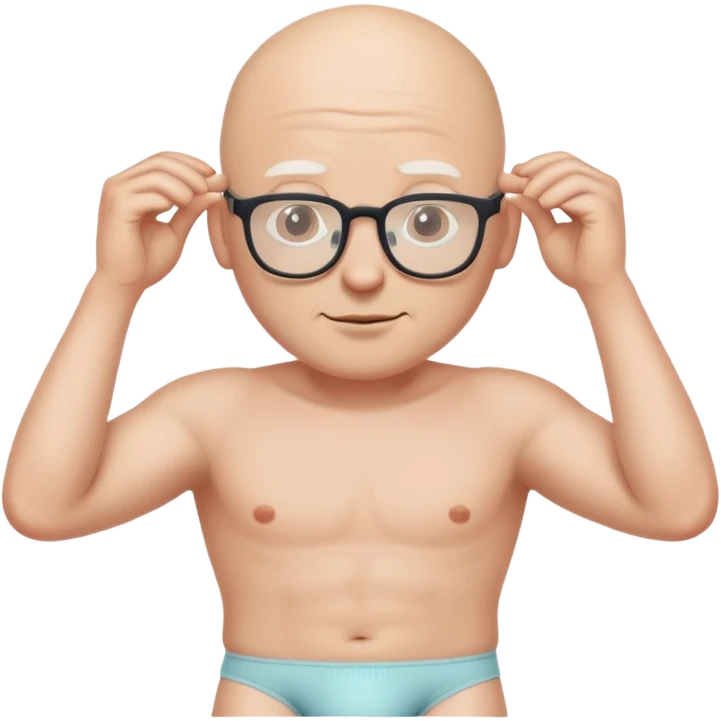 bald man with glasses in underwear emoji
