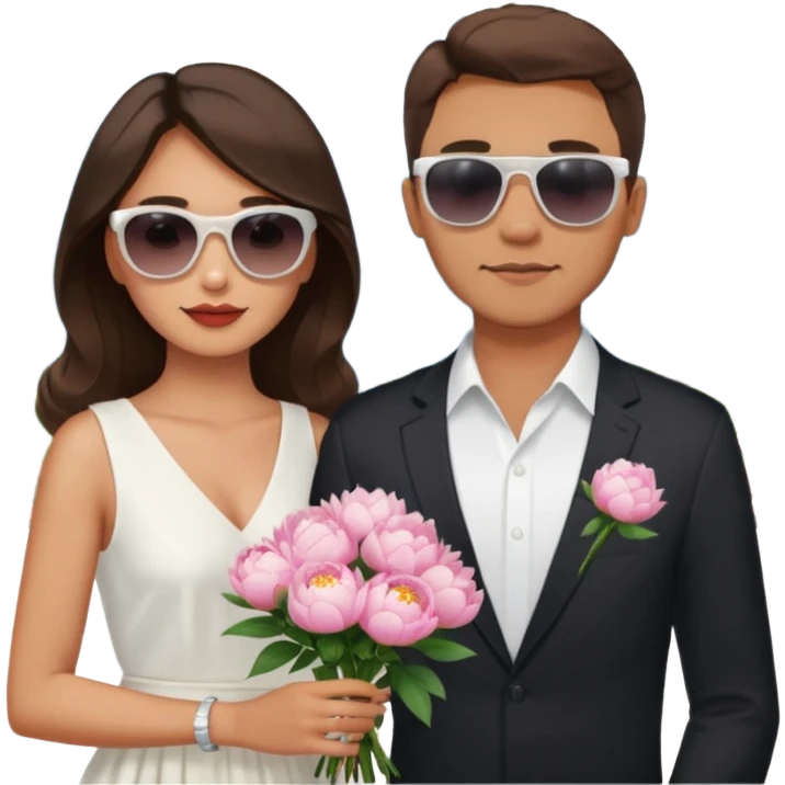 Couple traveling in Montenegro russian man and elegant  Latina girl delicate peonies and mountains in the background  emoji