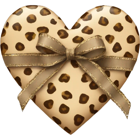 beige heart with cheeta print ribbon  emoji