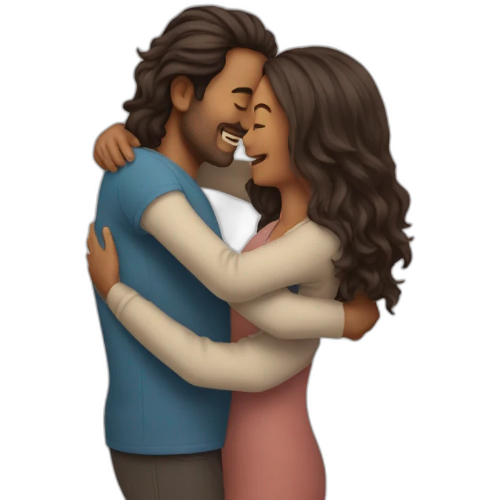 men hug woman with long hair  emoji