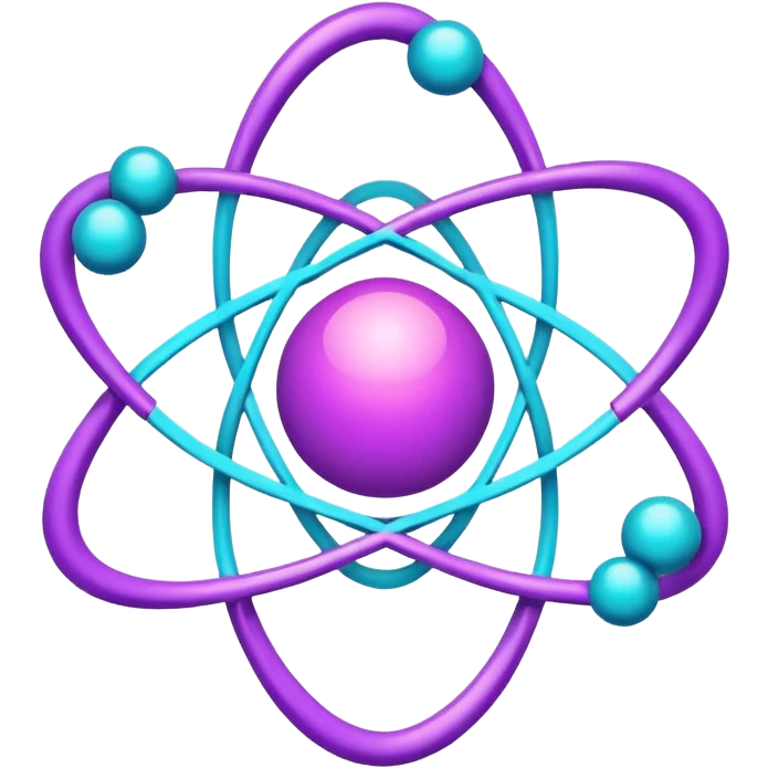 futuristic minimalistic logo icon, glowing atom core with orbiting energy rings, neon purple (#8B5CF6) and cyan (#00E0FF) glow, representing Atom team creativity and innovation, dark background, clean tech design, no face, 1:1 aspect ratio emoji