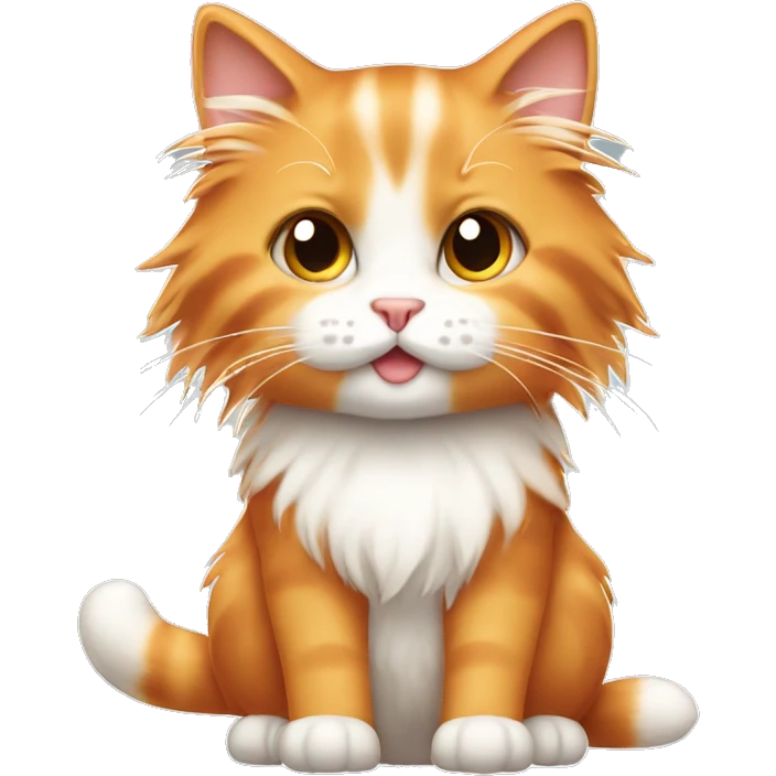 Cute emoji long haired orange and white kitty  emoji
