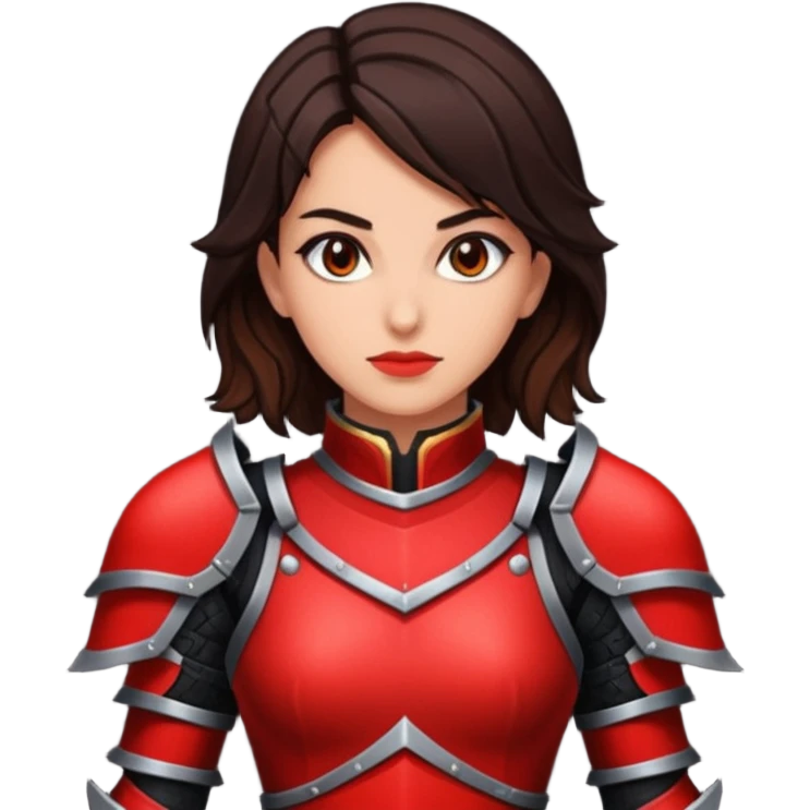a brunette slim fighter woman in red and black, rpg pixel art style emoji