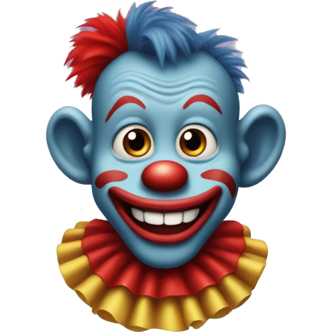 monkey clown with red poofy clown hair and big red clown nose, make it goofy looking emoji