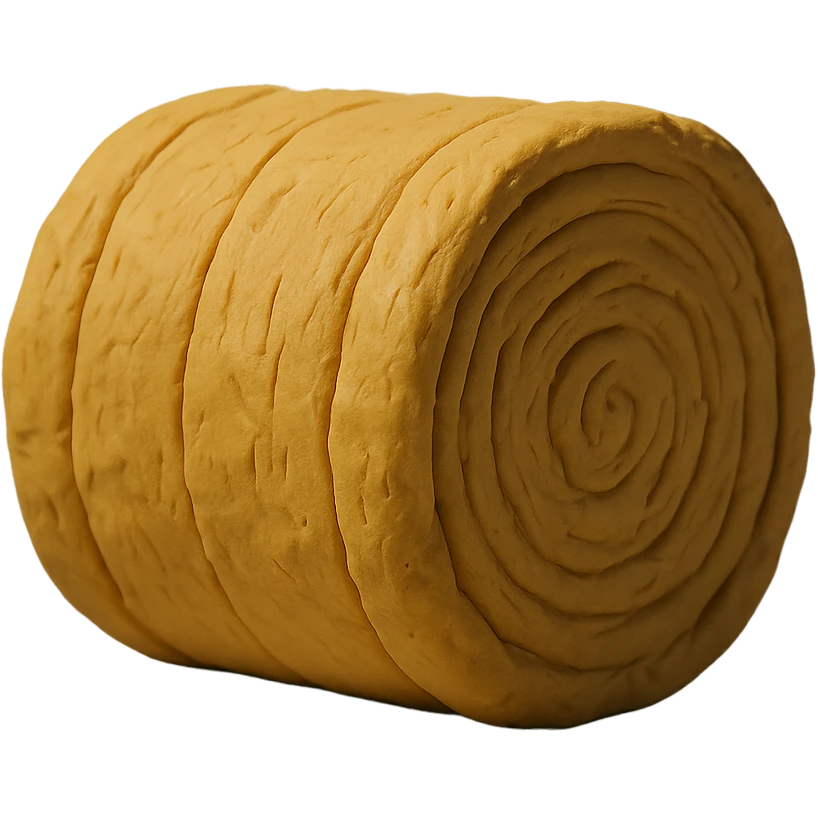 single hay bale close-up, soft lighting, textured surface, claymation style emoji