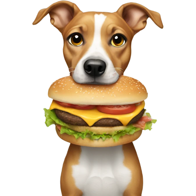 Dog eating burger in dress emoji
