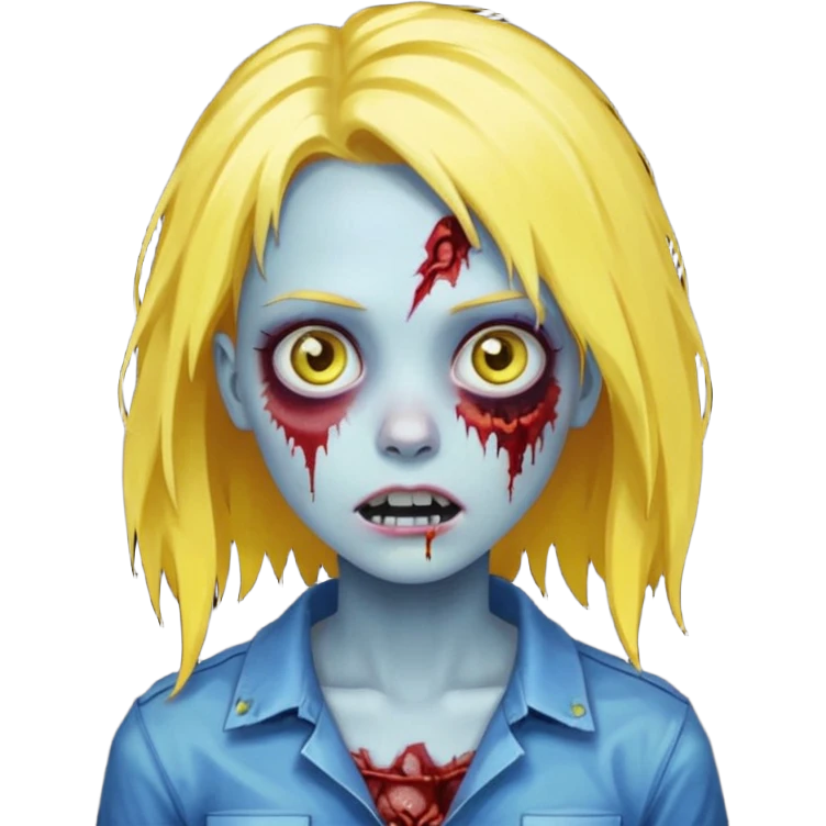 zombie girl yellow hair and blue eyes pixeled emoji