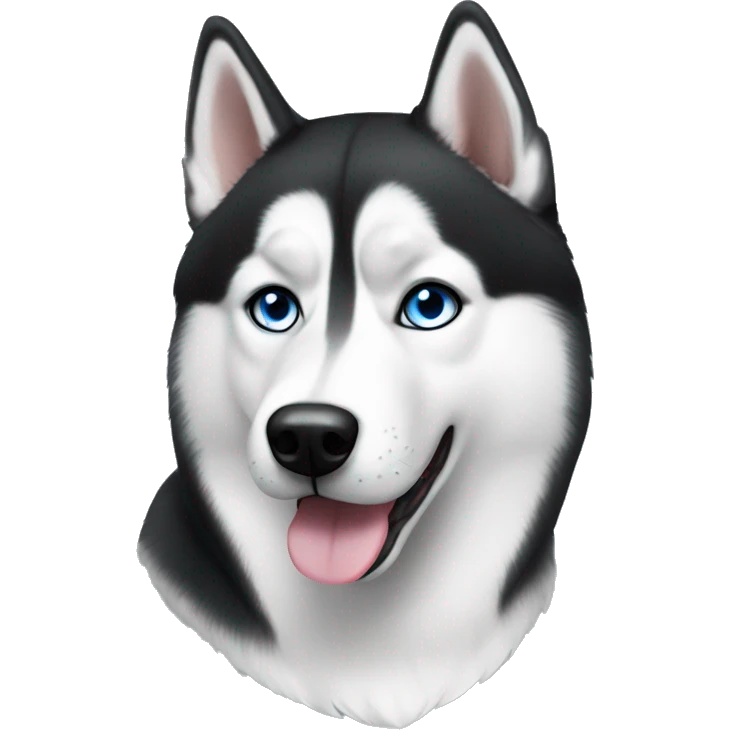 realistic short haired black and white Siberian husky with blue eyes emoji