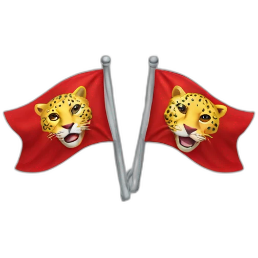 red flag with two yellow leopards on it emoji