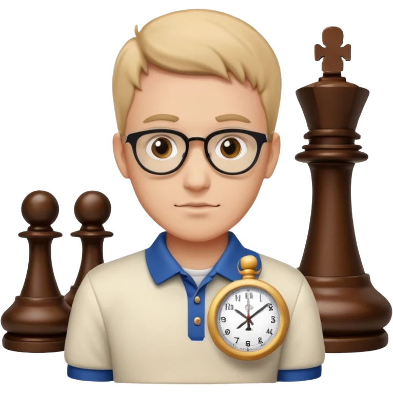Player with chess clockChess club. emoji