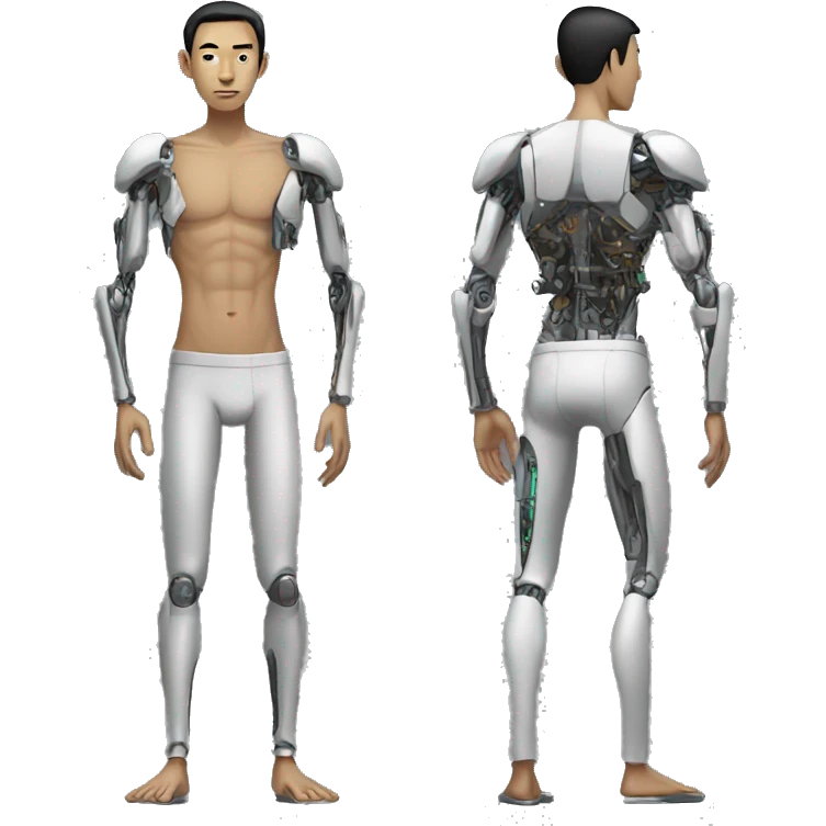 Skinny asian man cyborg emoji