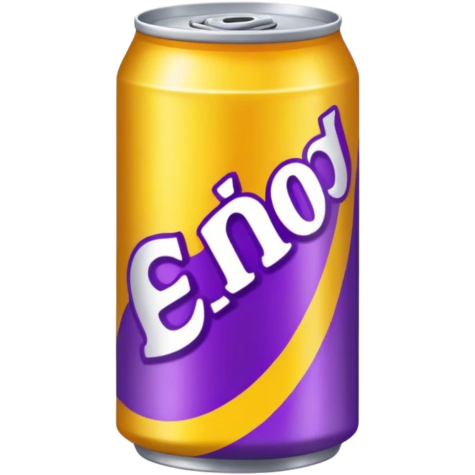 yellow soda can with purple name emoji